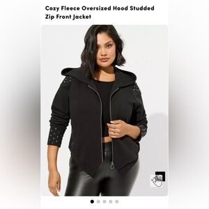 Torrid Nightfall Black Studded Cozy Fleece Oversized Zip Up Hoodie